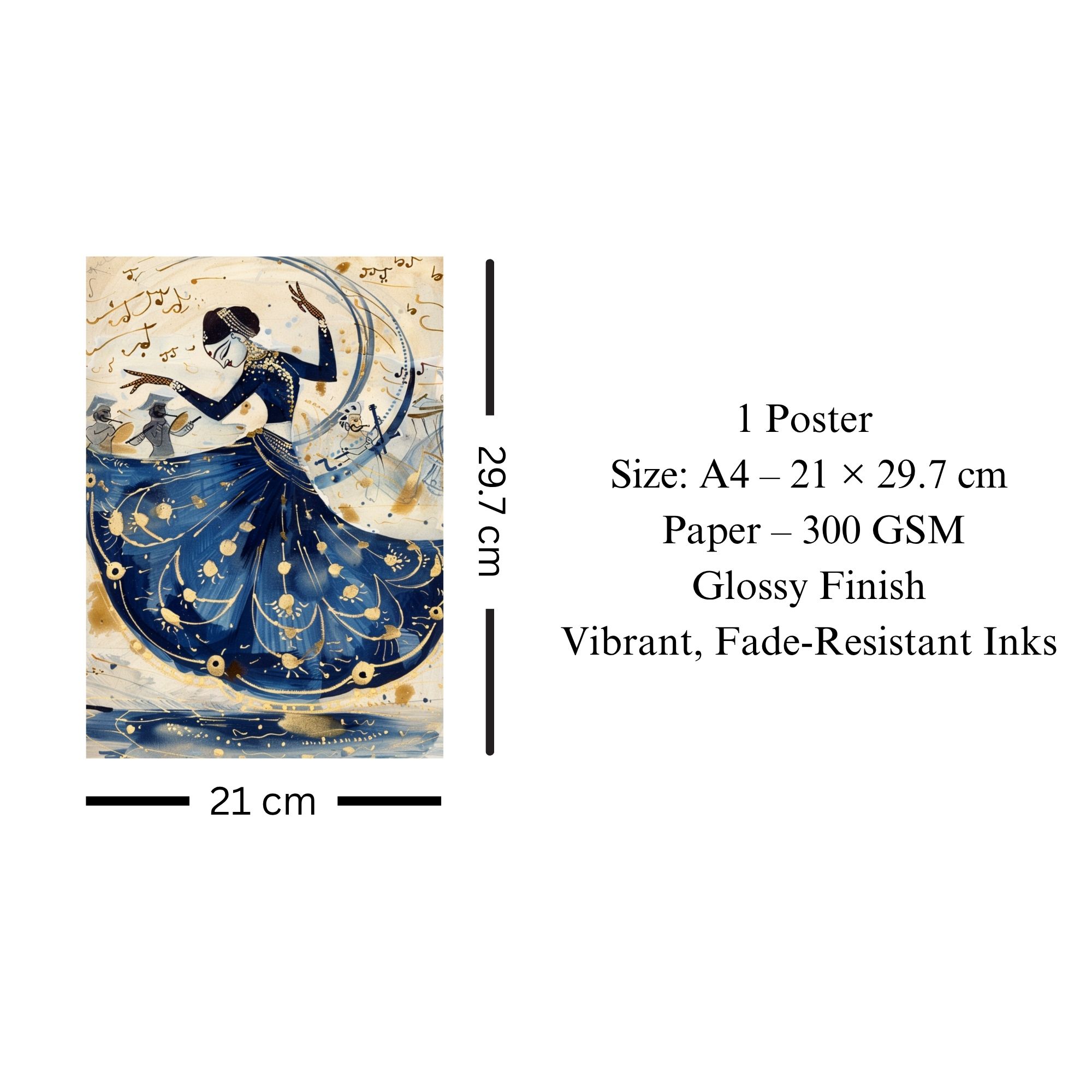 Kathak Dance Poster A4 | Indian Culture Performing Arts Wall Art image 3