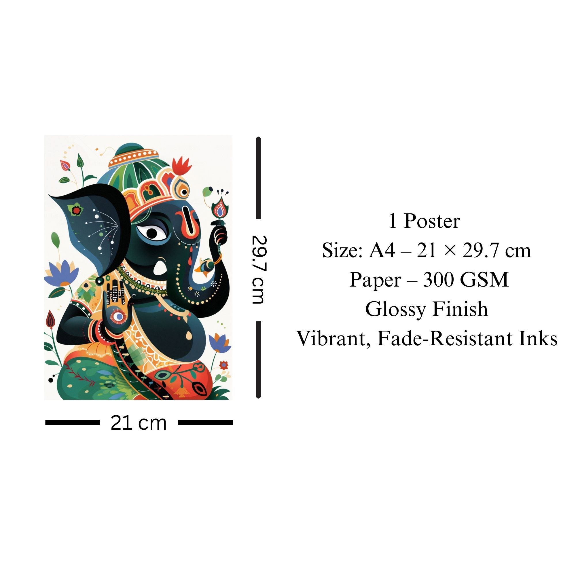 Lord Ganesha Poster A4 | Indian Culture Spiritual Wall Art image 3