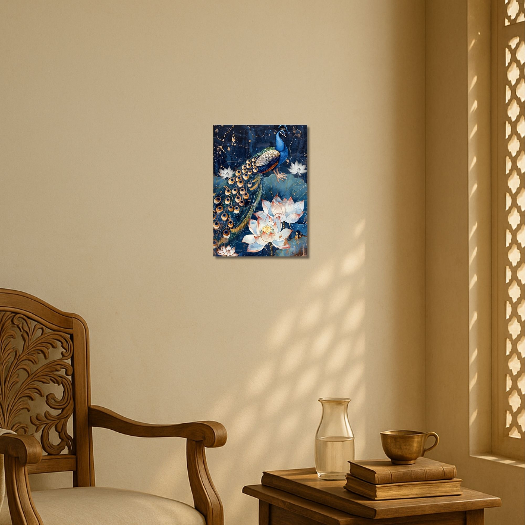 Peacock with Lotus Poster A4 | Indian Cultural Wall Art image 2