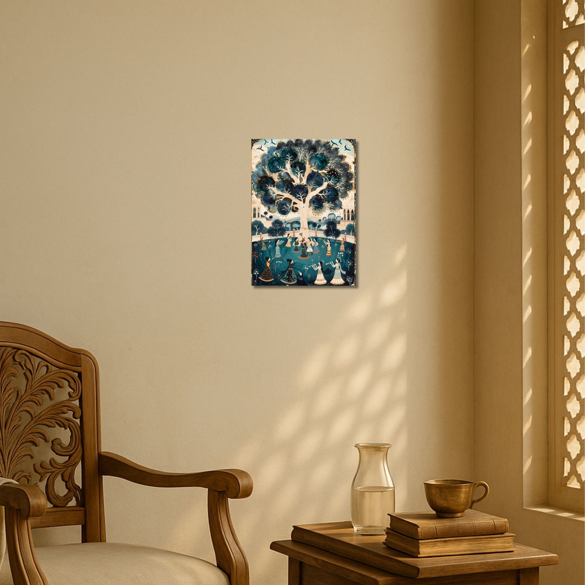 Raas-Leela Under the Sacred Tree Poster A4 | Indian Culture Spiritual Wall Art image 2