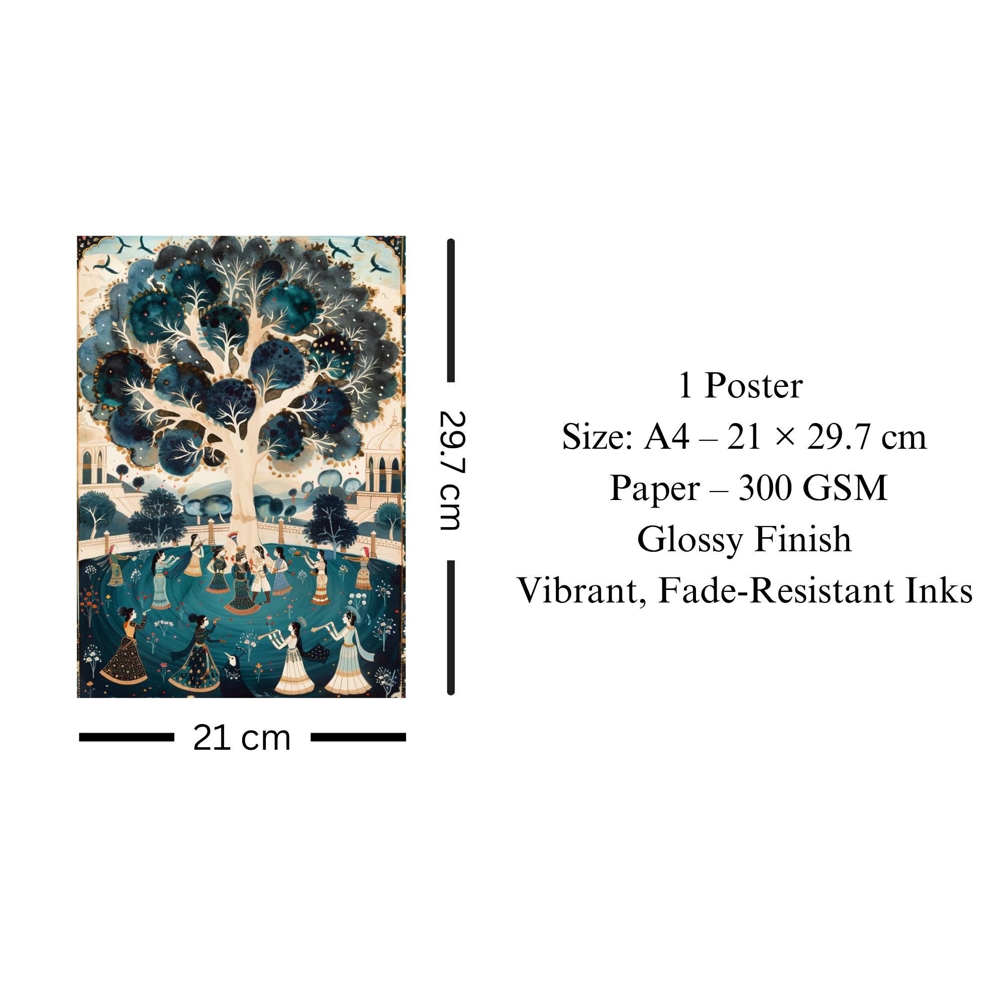Raas-Leela Under the Sacred Tree Poster A4 | Indian Culture Spiritual Wall Art image 3