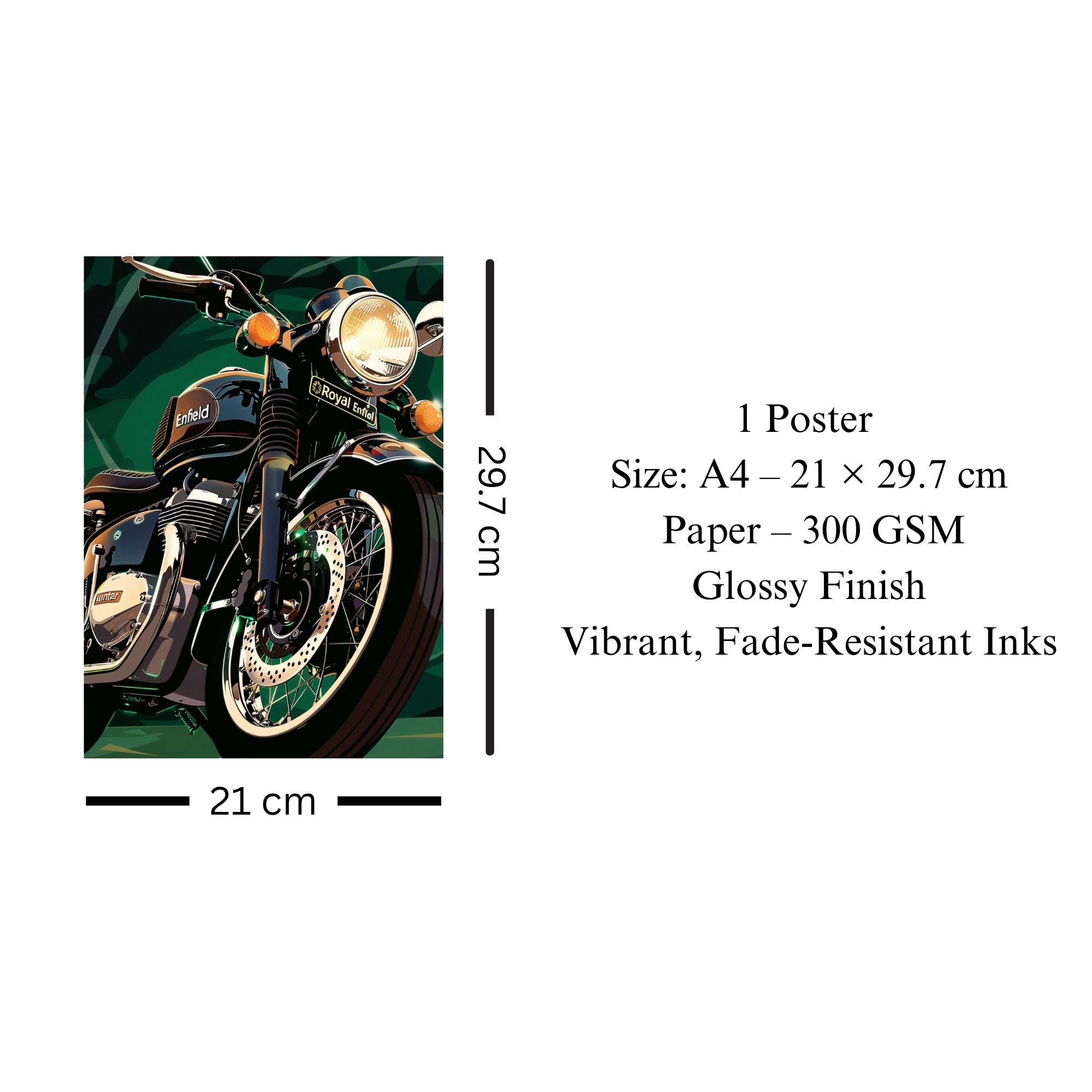 Royal Enfield Classic Motorcycle Poster A4 | Premium Wall Art image 3