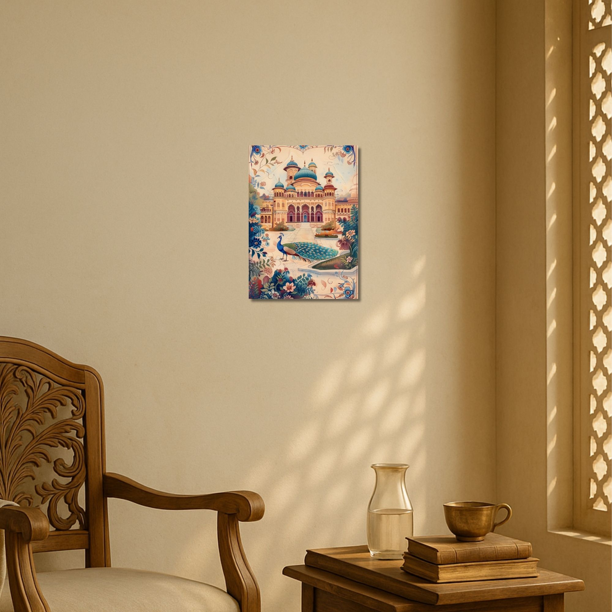 Royal Palace with Peacock Poster A4 | Indian Culture Wall Art image 2