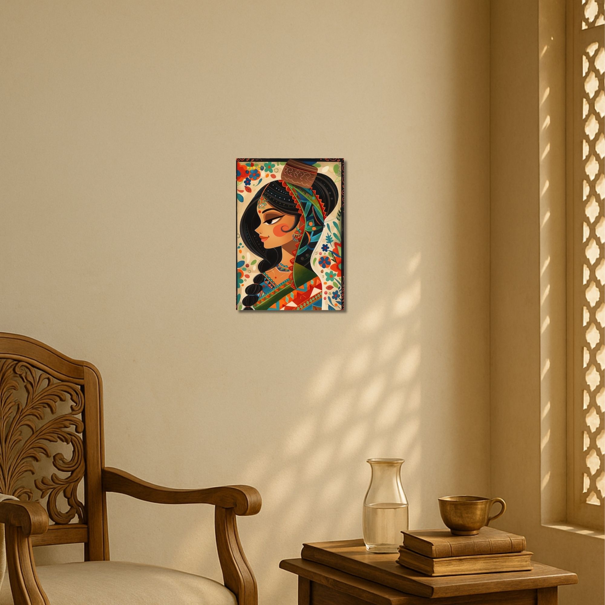 Traditional Indian Woman Portrait Poster A4 | Cultural Wall Art image 2