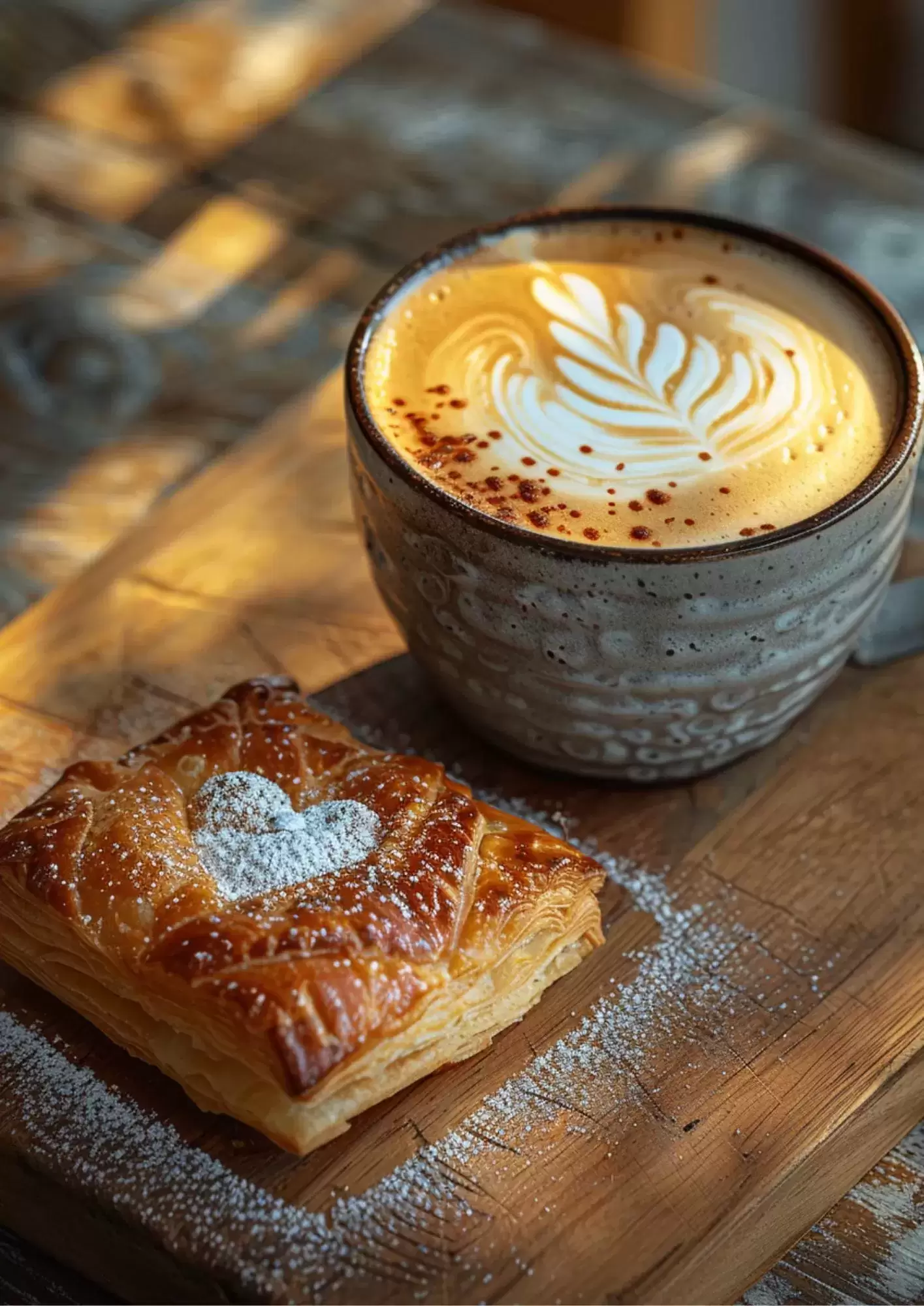 Café Vibes A4 Poster Collection – Warm Coffee & Pastry Photography Art - Heart Latte & Pastry Delight – Cozy Brunch A4 Poster
