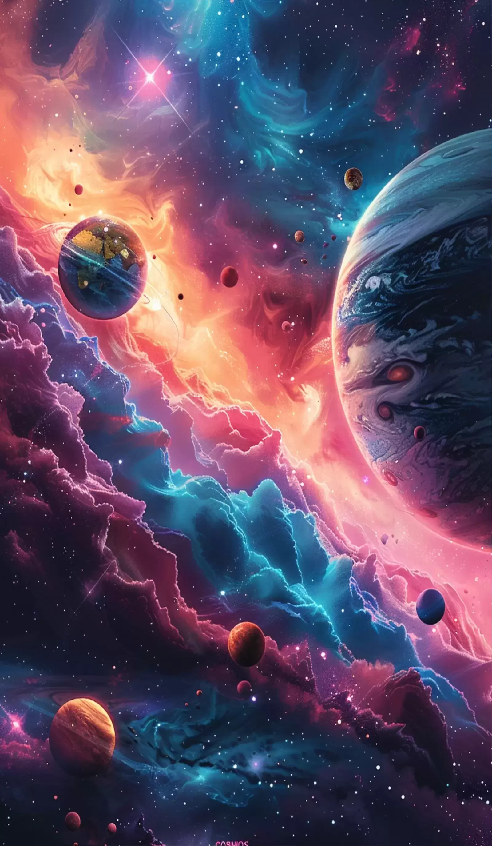 Cosmic Galaxy A4 Wall Art – Space, Astronaut & Planet Posters for Room Decor - Multiverse Planet Cloudscape – Vibrant Galaxy Scene A4 Poster