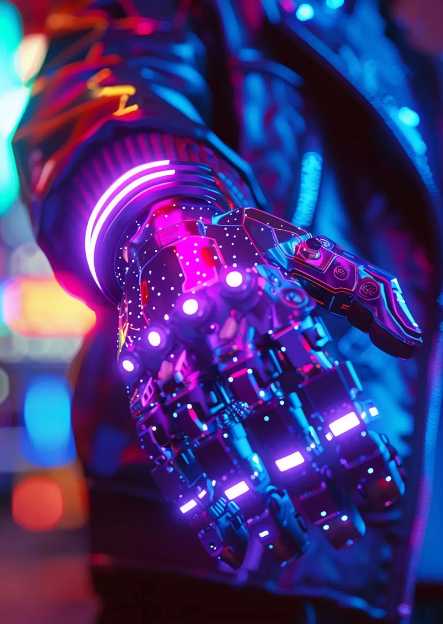 Cyber Neon Gaming Aesthetic Poster Collection | Futuristic A4 Wall Art for Gaming Rooms - Cybernetic Glove Tech Poster A4 | Futuristic Gamer Hand Art