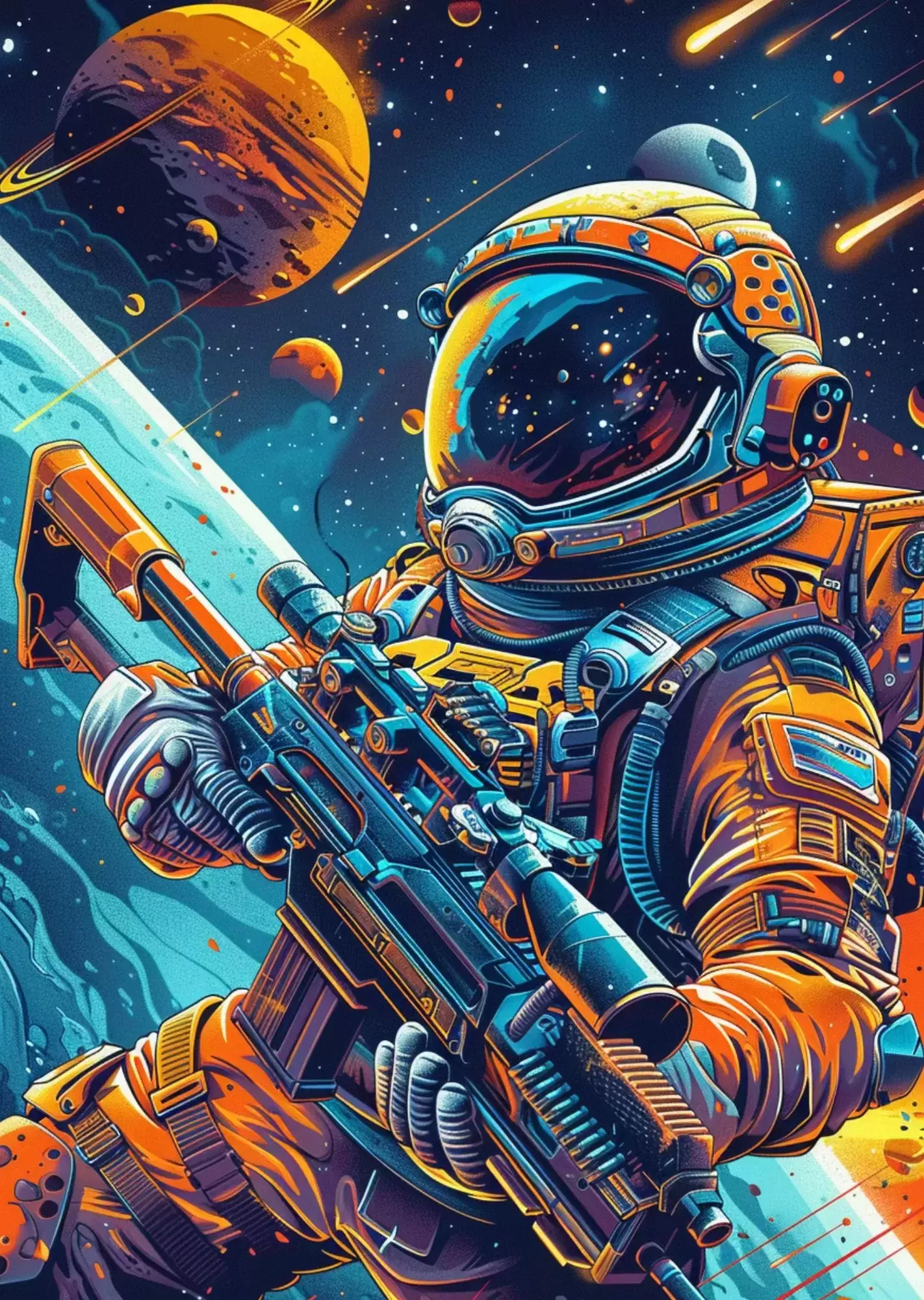 Gaming Aesthetic Mega Poster| A4 Size | Futuristic, Cyberpunk & Motivational Gamer Wall Art - Galactic Space Soldier Poster A4 | Futuristic Sci-Fi Astronaut Gaming Wall Art