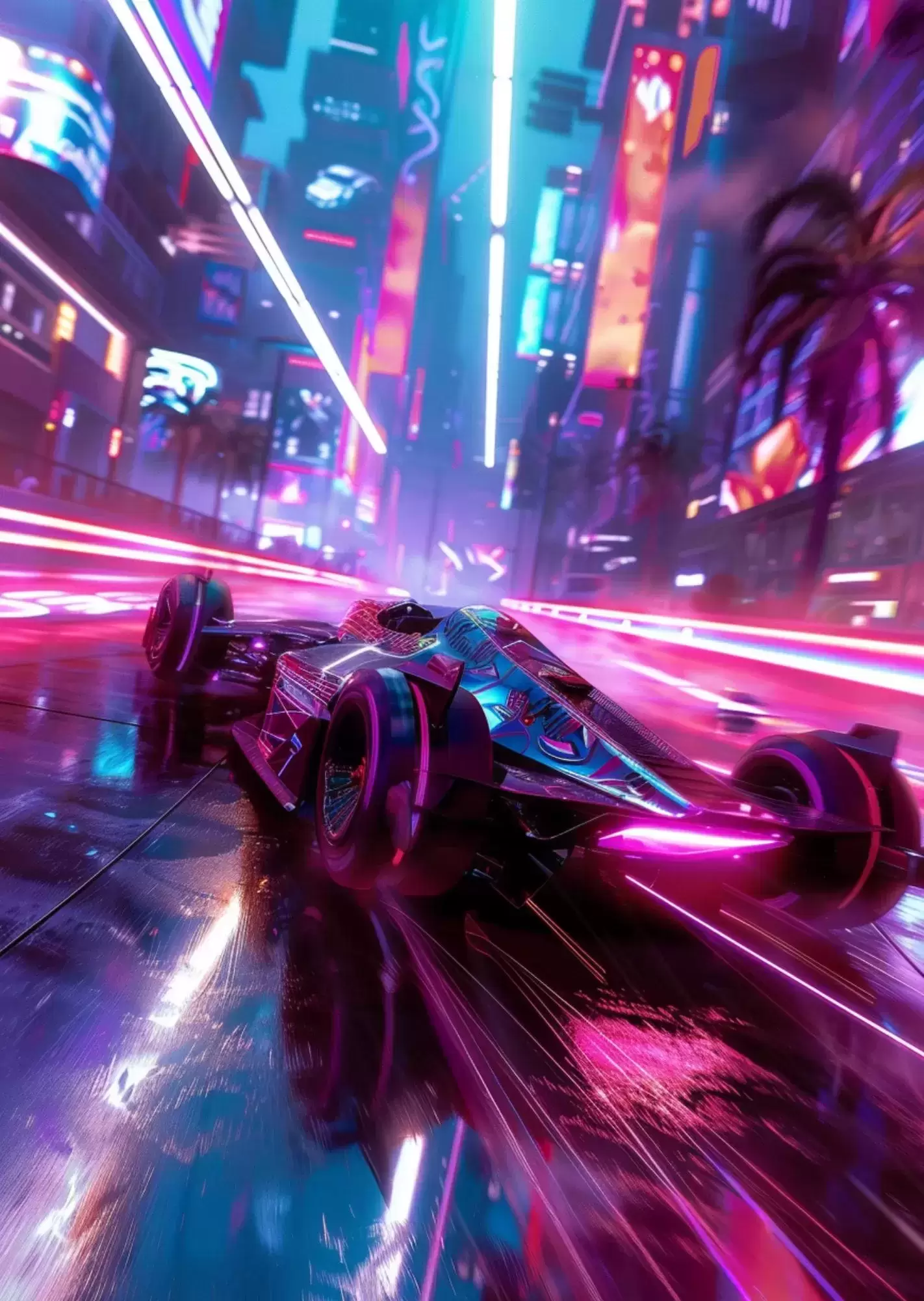 Gaming Aesthetic Mega Poster| A4 Size | Futuristic, Cyberpunk & Motivational Gamer Wall Art - Neon Cyber Racing Car Poster A4 | Futuristic Speed & Drift Gaming Wall Art