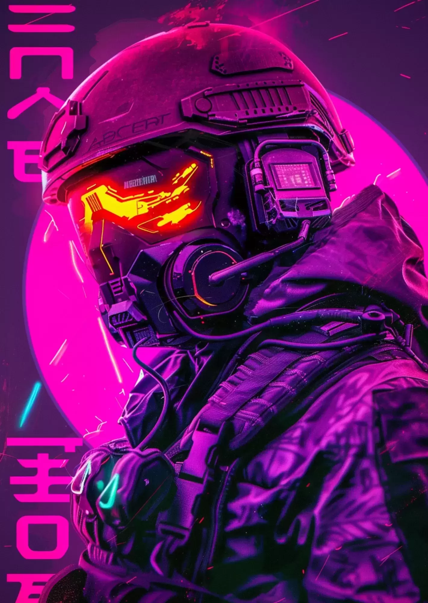 Gaming Aesthetic Mega Poster| A4 Size | Futuristic, Cyberpunk & Motivational Gamer Wall Art - Neon Rogue Soldier Poster A4 | Cyberpunk Futuristic Gaming Wall Art