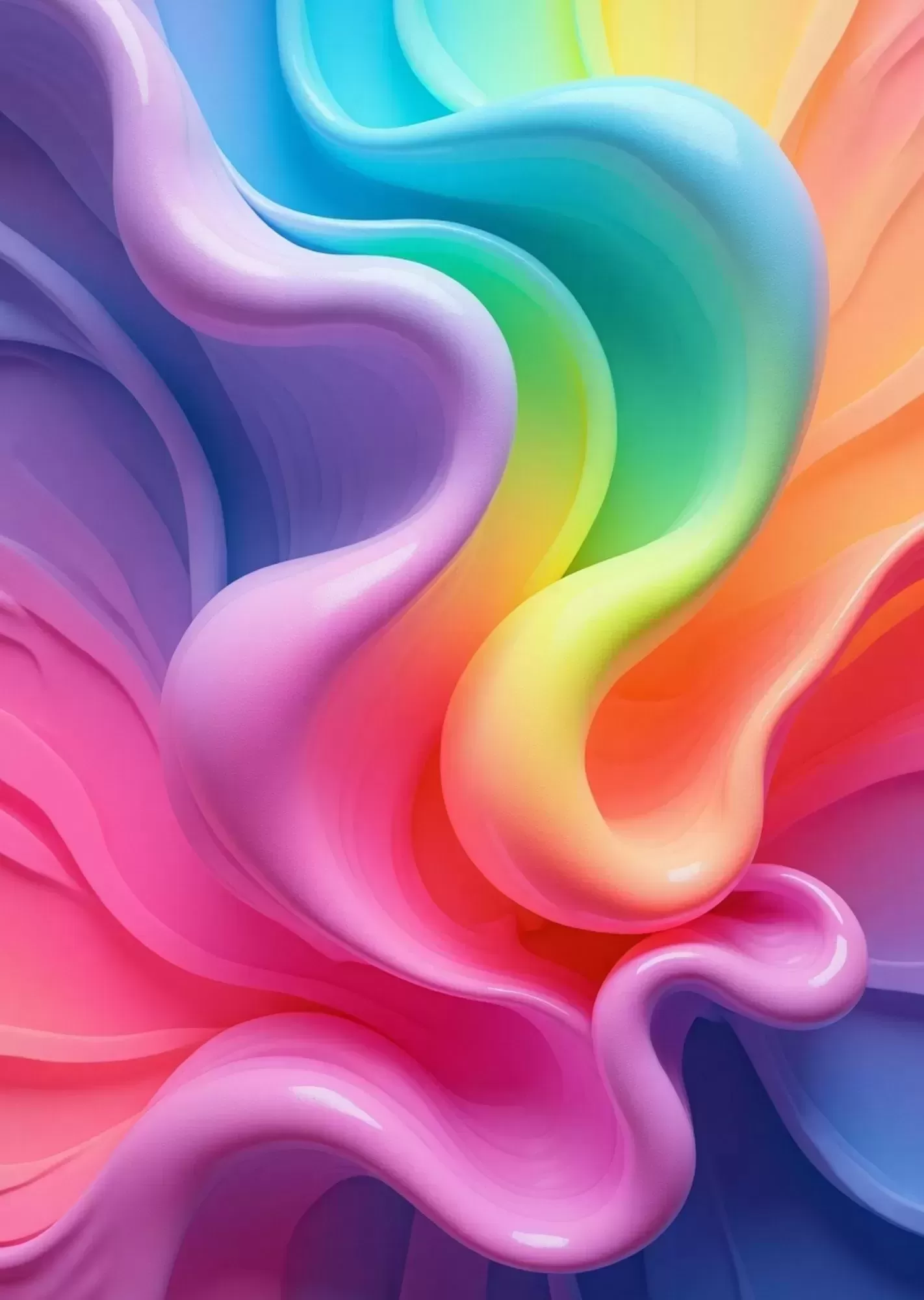 Vibrant Multicolor Aesthetic Wall Art | A4 Size | Modern Colourful Decorative Posters - Glossy Rainbow Fluid Swirl Poster A4 | Modern Multicolor Abstract Art