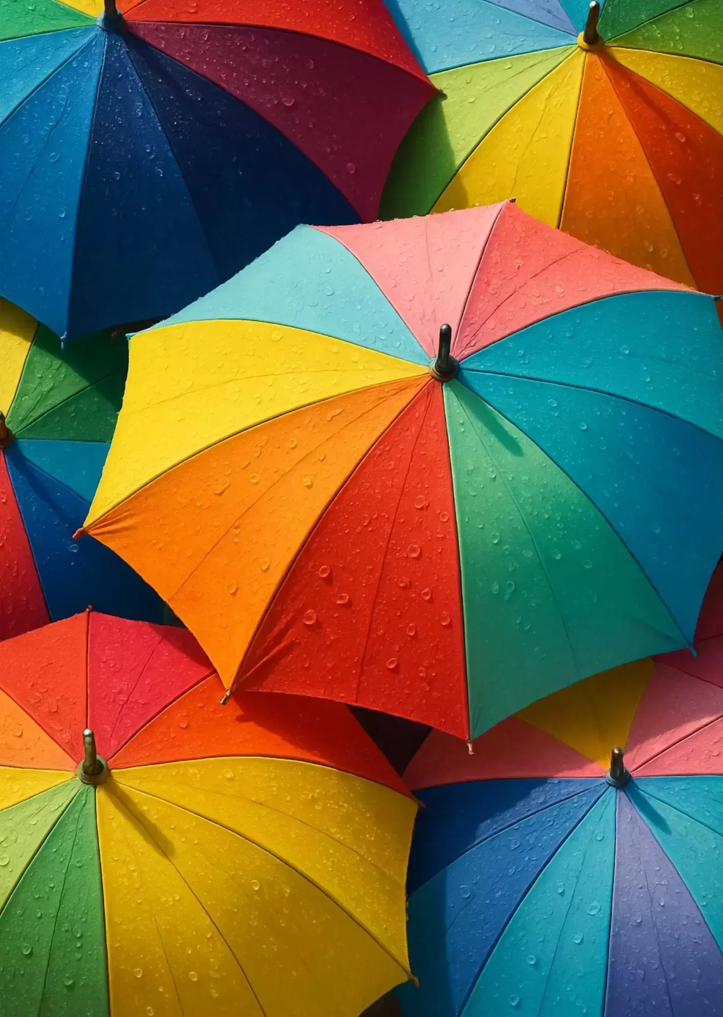 Vibrant Multicolor Aesthetic Wall Art | A4 Size | Modern Colourful Decorative Posters - Rainbow Umbrellas Aesthetic Poster A4 | Colourful Vibrant Wall Decor