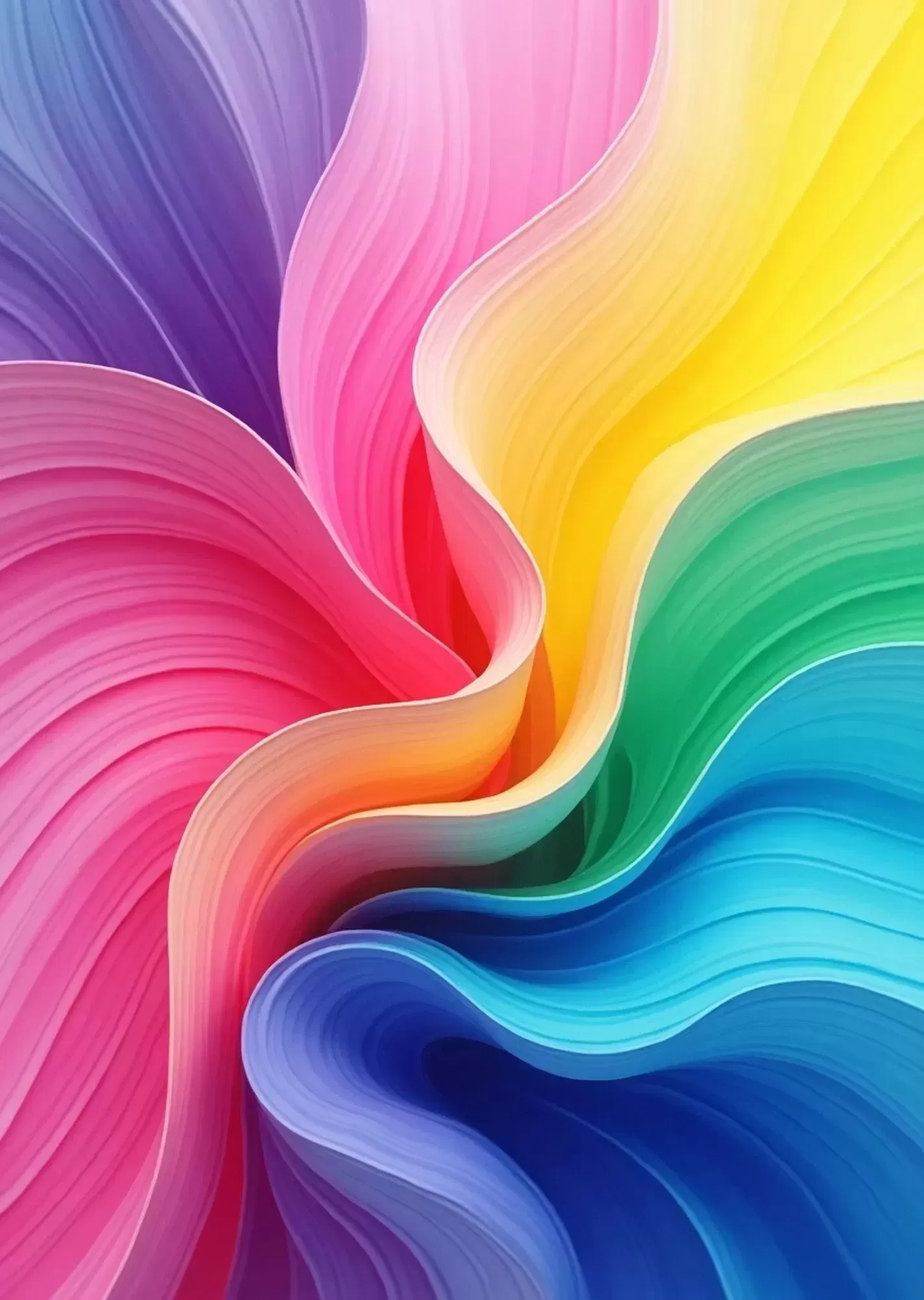 Vibrant Multicolor Aesthetic Wall Art | A4 Size | Modern Colourful Decorative Posters - Rainbow Waves Abstract Poster A4 | Colourful Flowing Aesthetic Wall Art