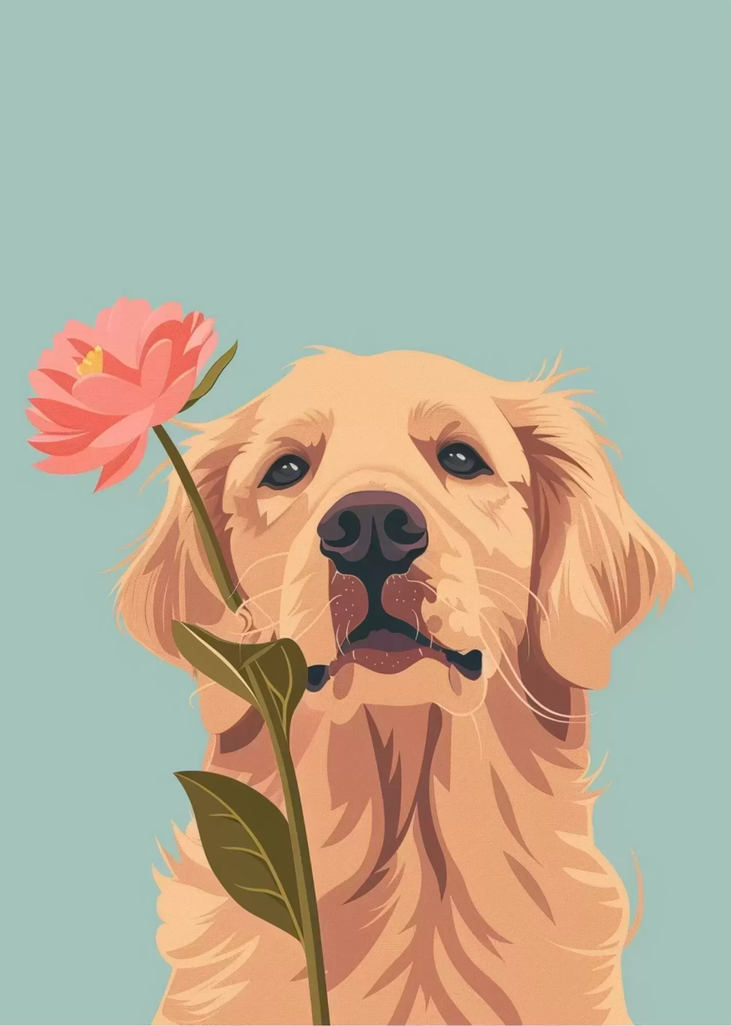 Aesthetic Cat & Butterfly Minimal Poster - Cute Dog With Flower Aesthetic Poster