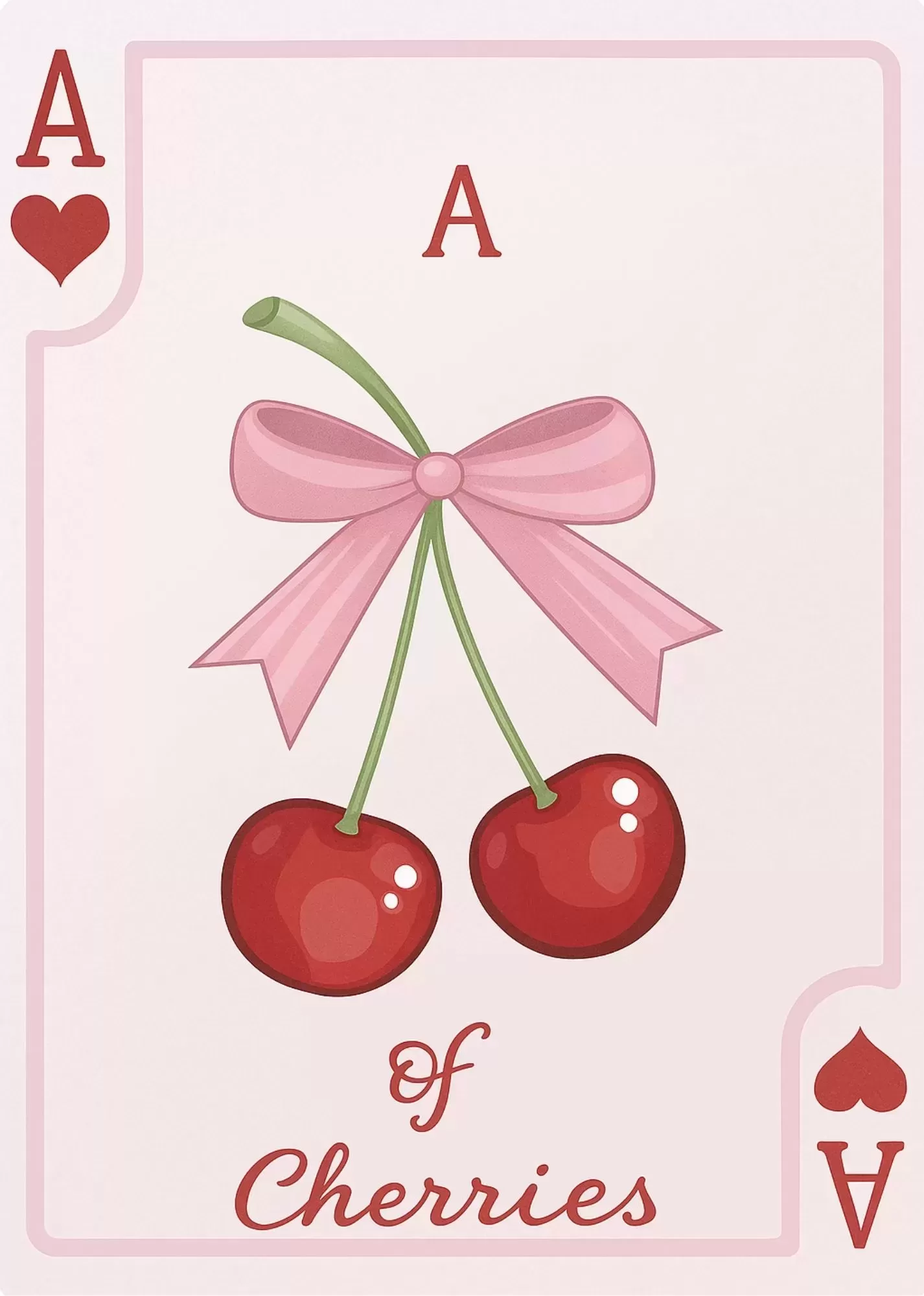 I Am Just a Girl Pink Bow Aesthetic Poster - Ace of Cherries Playing Card Illustration Poster