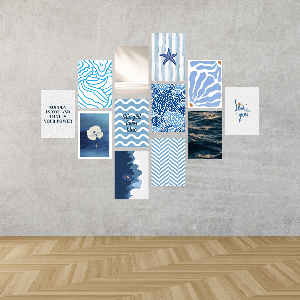 Imaginoz Blue Aesthetic Wall Art Poster Set (Pack of 12) – Calm & Minimal Prints image 2