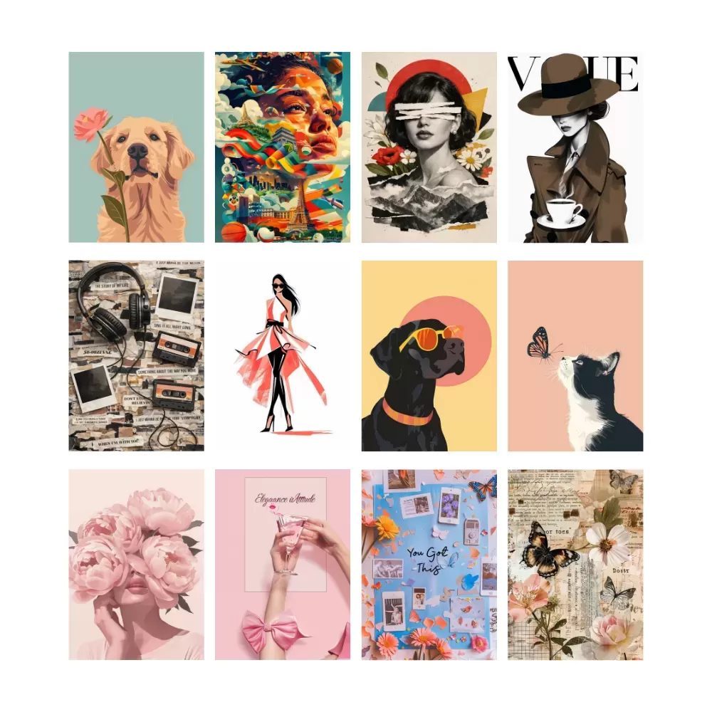 Imaginoz Collage Wall Art Poster Set (Pack of 12) – Aesthetic Modern Prints