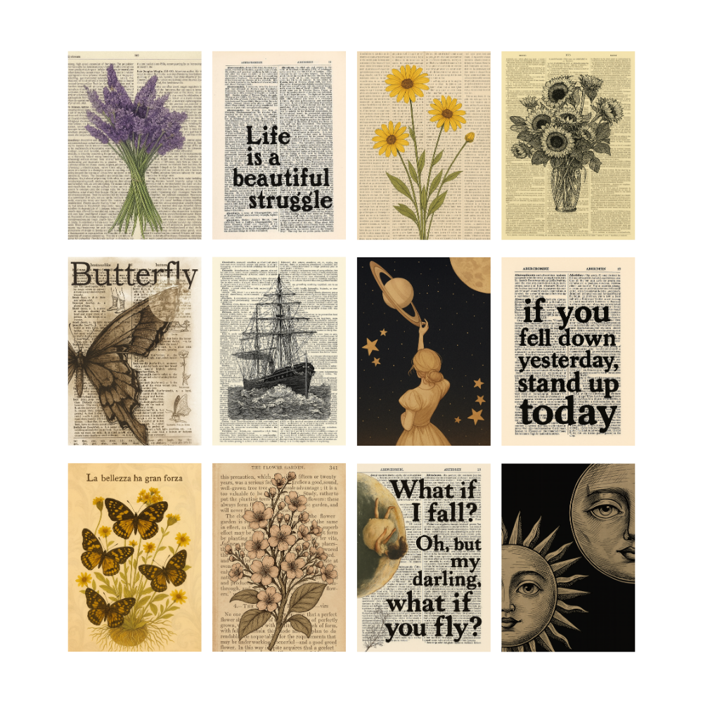 Imaginoz Vintage Wall Art Poster Set (Pack of 12) – Premium Aesthetic Prints image 2