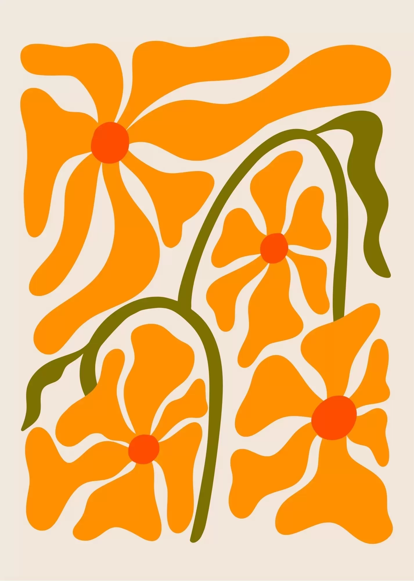 Love All We Need – Pink Typographic Wall Art - Abstract Orange Floral Art Poster