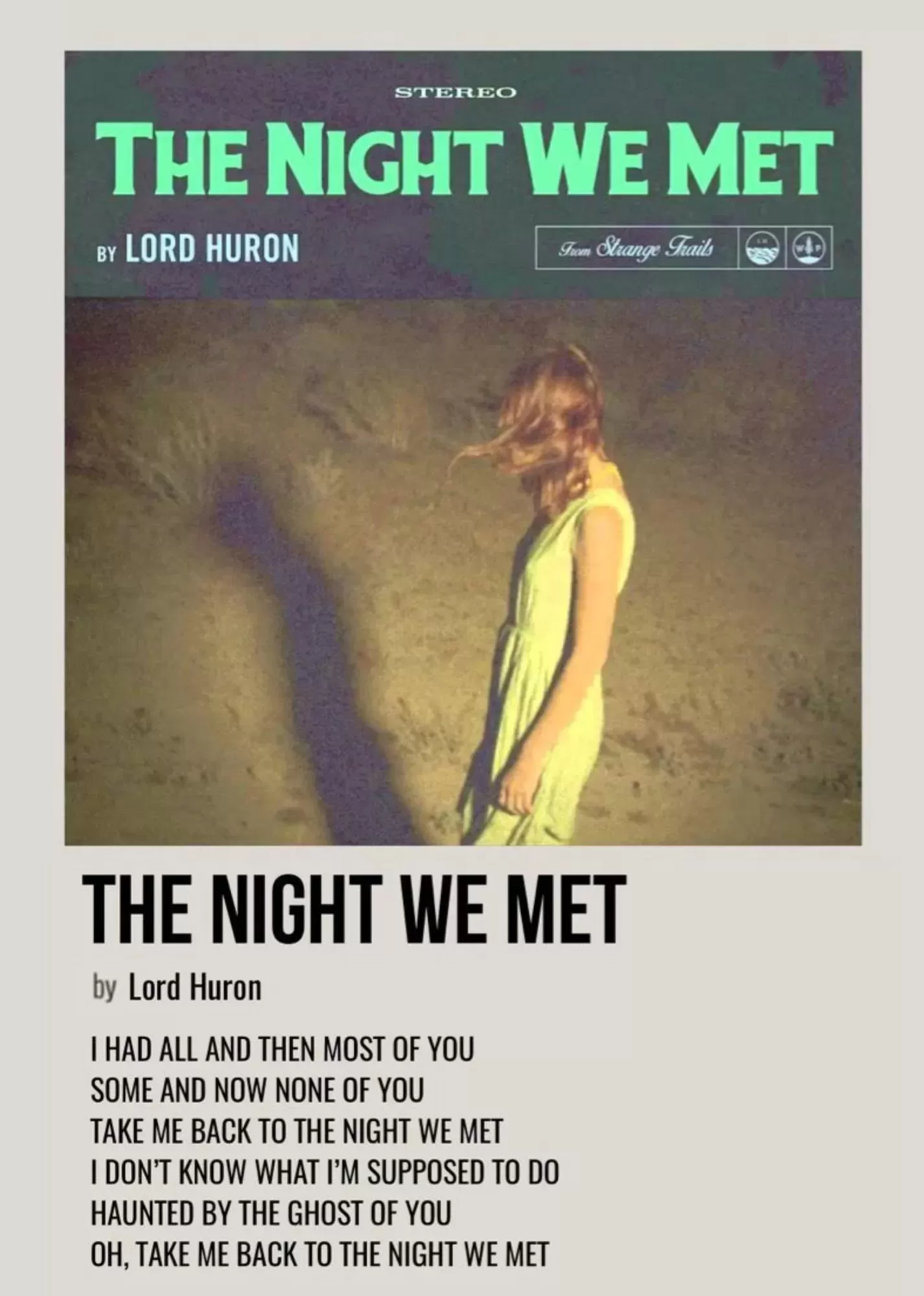 Summertime Sadness Aesthetic Music Poster – A5 Size - The Night We Met Vintage Music Poster – A5 Size