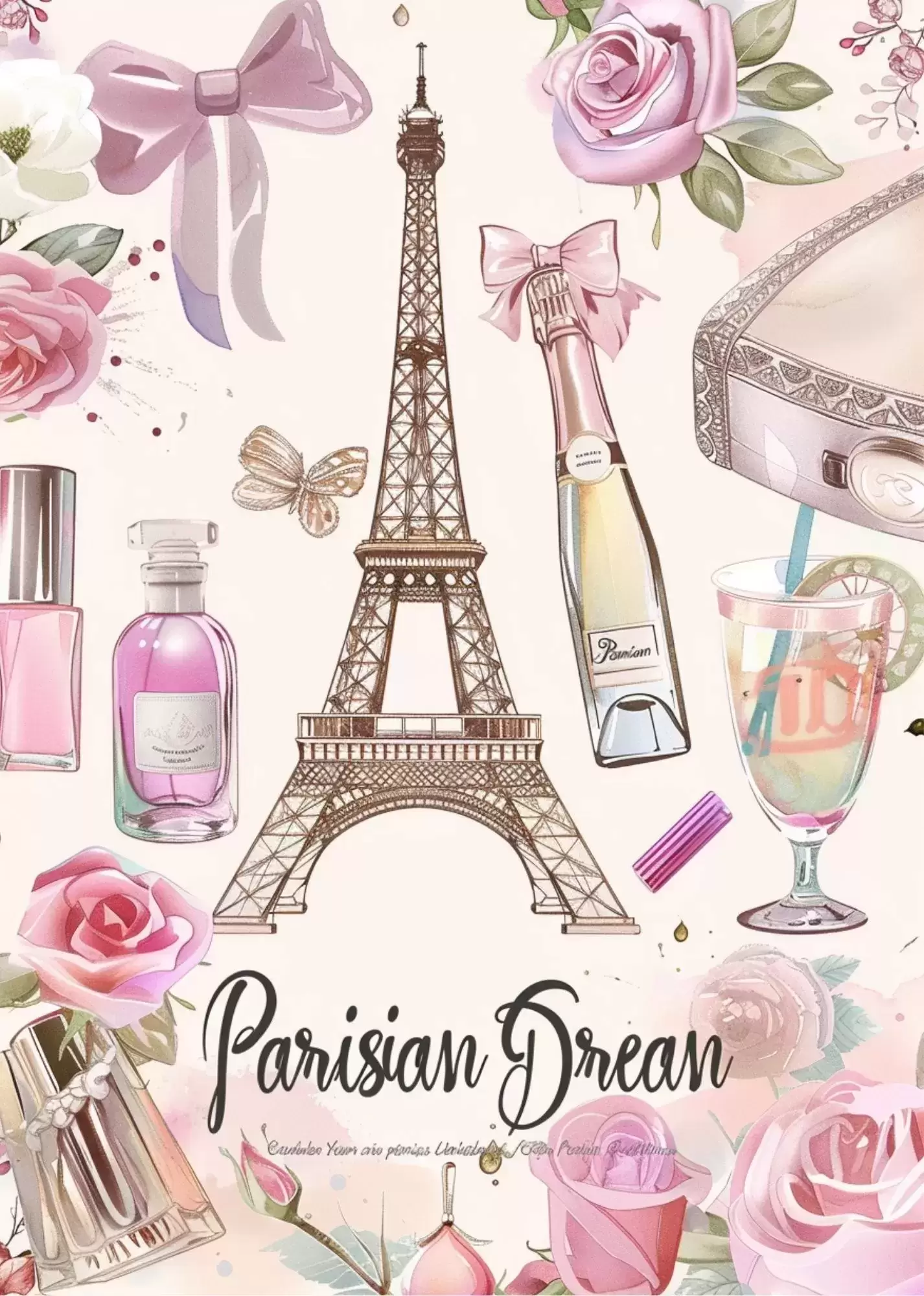 Vintage Newspaper Texture Collage Poster - Parisian Dream – Eiffel Tower Aesthetic Collage