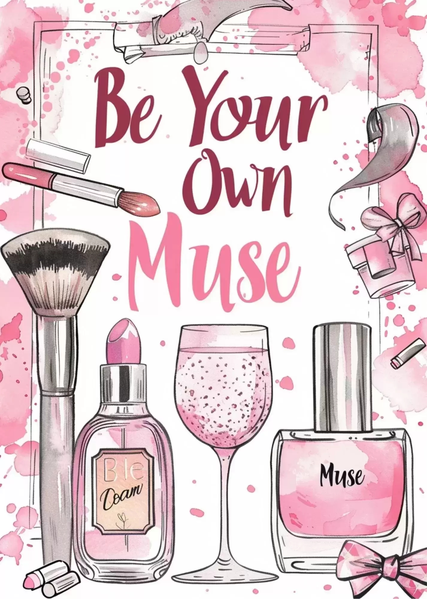 Vintage Newspaper Texture Collage Poster - Be Your Own Muse – Feminine Collage Art Poster