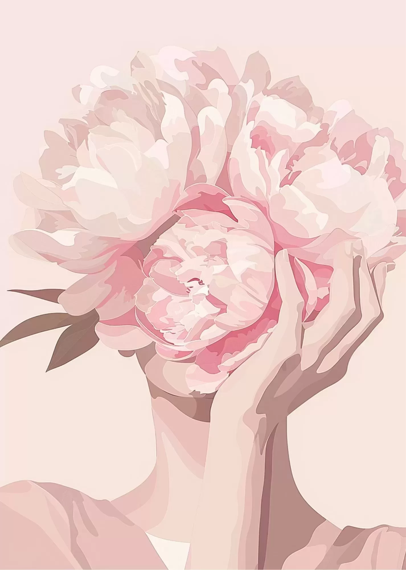 Vintage Newspaper Texture Collage Poster - Peony Bloom – Minimal Floral Collage Art