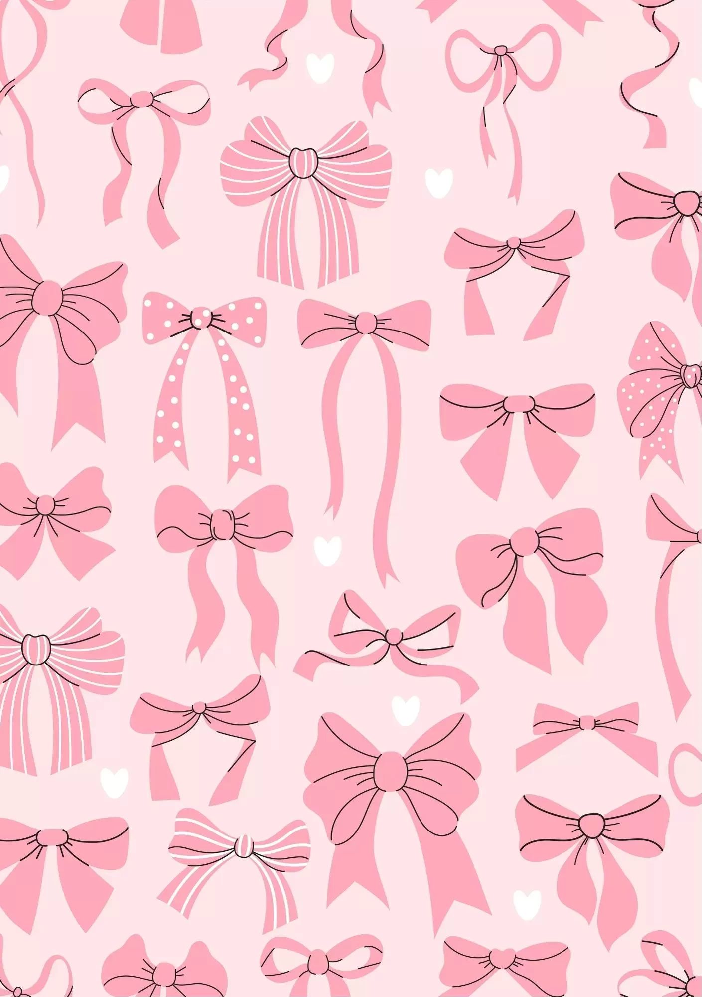 Watercolour Pink Flower with Soft Ribbon Aesthetic Art – A5 Poster - Cute Pink Bow Pattern Coquette Aesthetic Wallpaper – A5 Poster