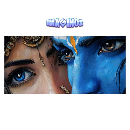 Radha Krishna Divine Love Art Poster (12×25 Inch) — 350 GSM Laminated | Imaginoz