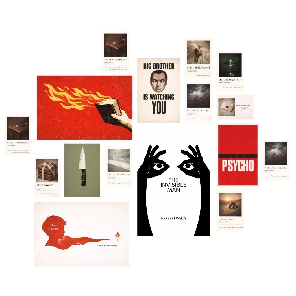 Imaginoz Classic Novel Aesthetic Wall Poster Set (16 Posters – A3, A4 & A5) | Dark Academia Room Decor | 350 GSM image 2