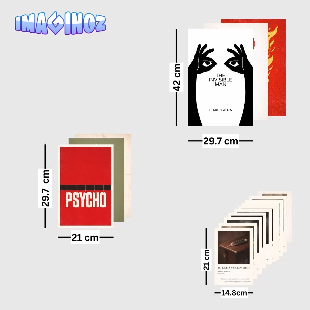 Imaginoz Classic Novel Aesthetic Wall Poster Set (16 Posters – A3, A4 & A5) | Dark Academia Room Decor | 350 GSM image 4