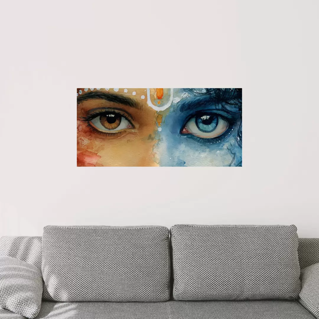 Radha Krishna Dual Essence Art Poster (12×25 Inch) — 350 GSM Laminated | Imaginoz image 2