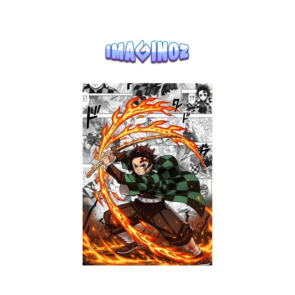 Tanjiro Flame Sword Anime Poster A4 Demon Slayer Action